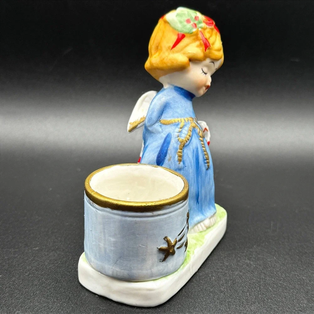 Vintage 1978 JASCO Christmas Luvkins Angel Lamb Porcelain Votive Candle Holder